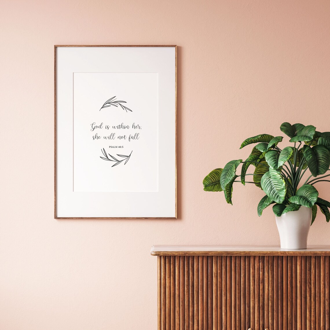Psalm 46:5 God Is Within Her She Will Not Fall Minimalist Line Art Poster - Image 2