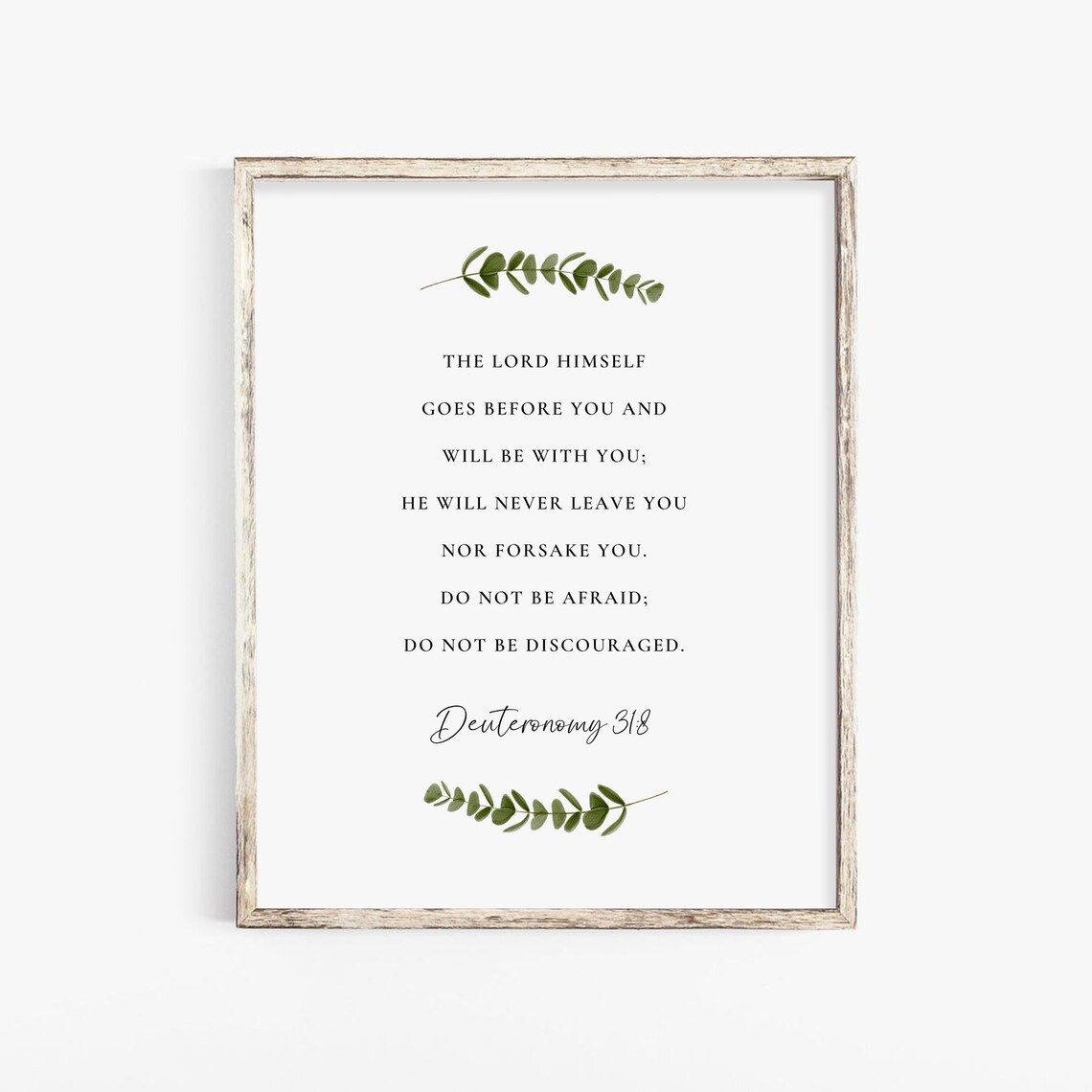 Deuteronomy 31:8 Do Not Be Afraid Christian Greenery Scripture Poster - Image 2