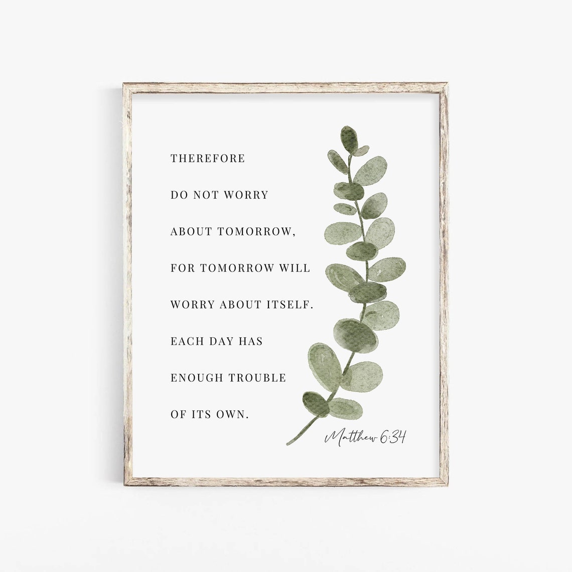 Matthew 6:34 Botanical Scripture Christian Art Print - Image 2
