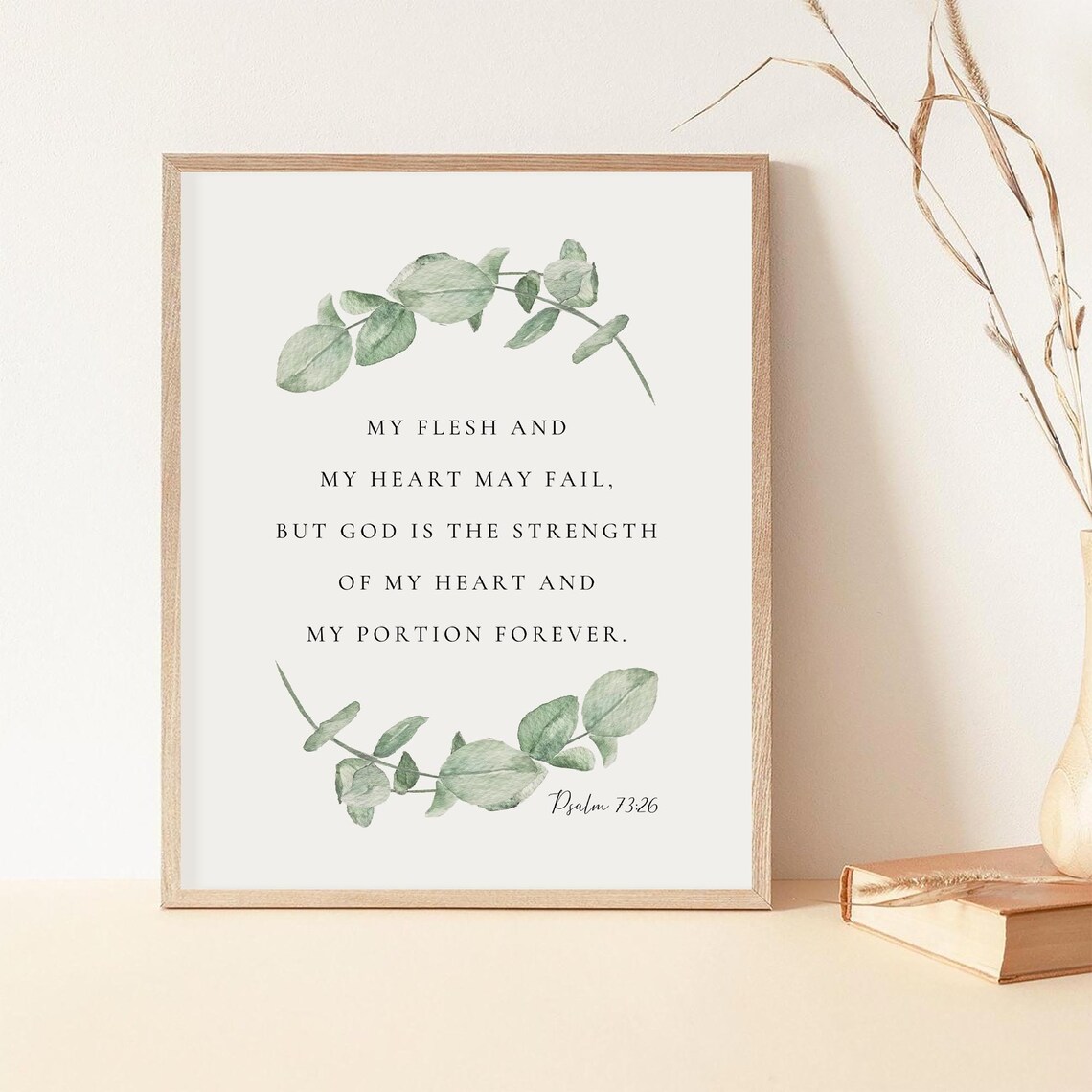 Psalm 73:26 God Is the Strength of My Heart Botanical Poster - Image 2