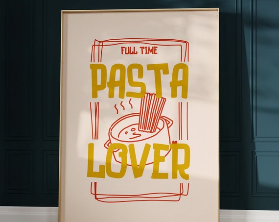 Kitchen Wall Art Retro Kitchen Decor Pasta Lover Poster Vintage Pasta Print Trendy Kitchen Print Bar Cart Print Instant