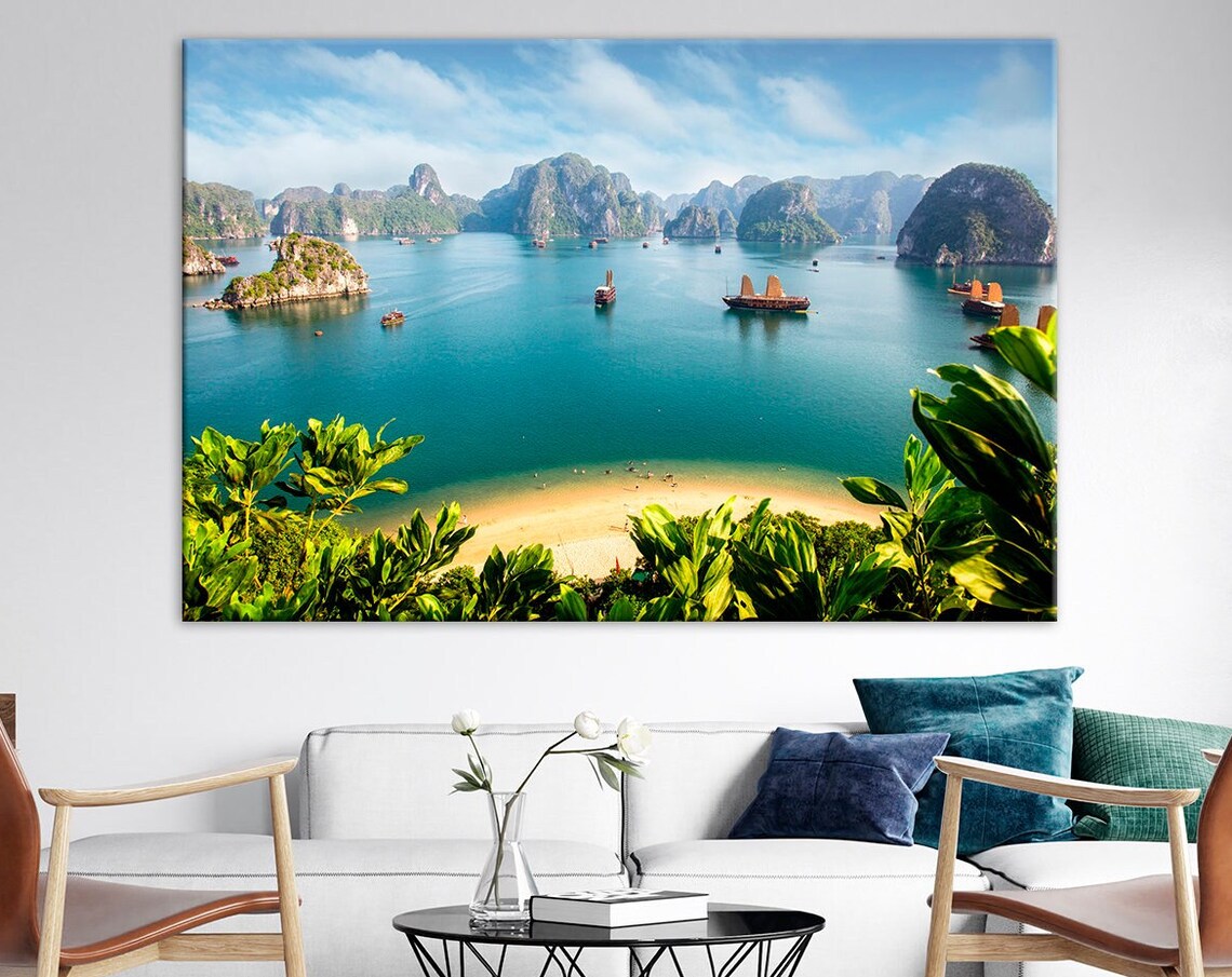 Halong Bay Vietnamese Islands Tropical Travel Poster