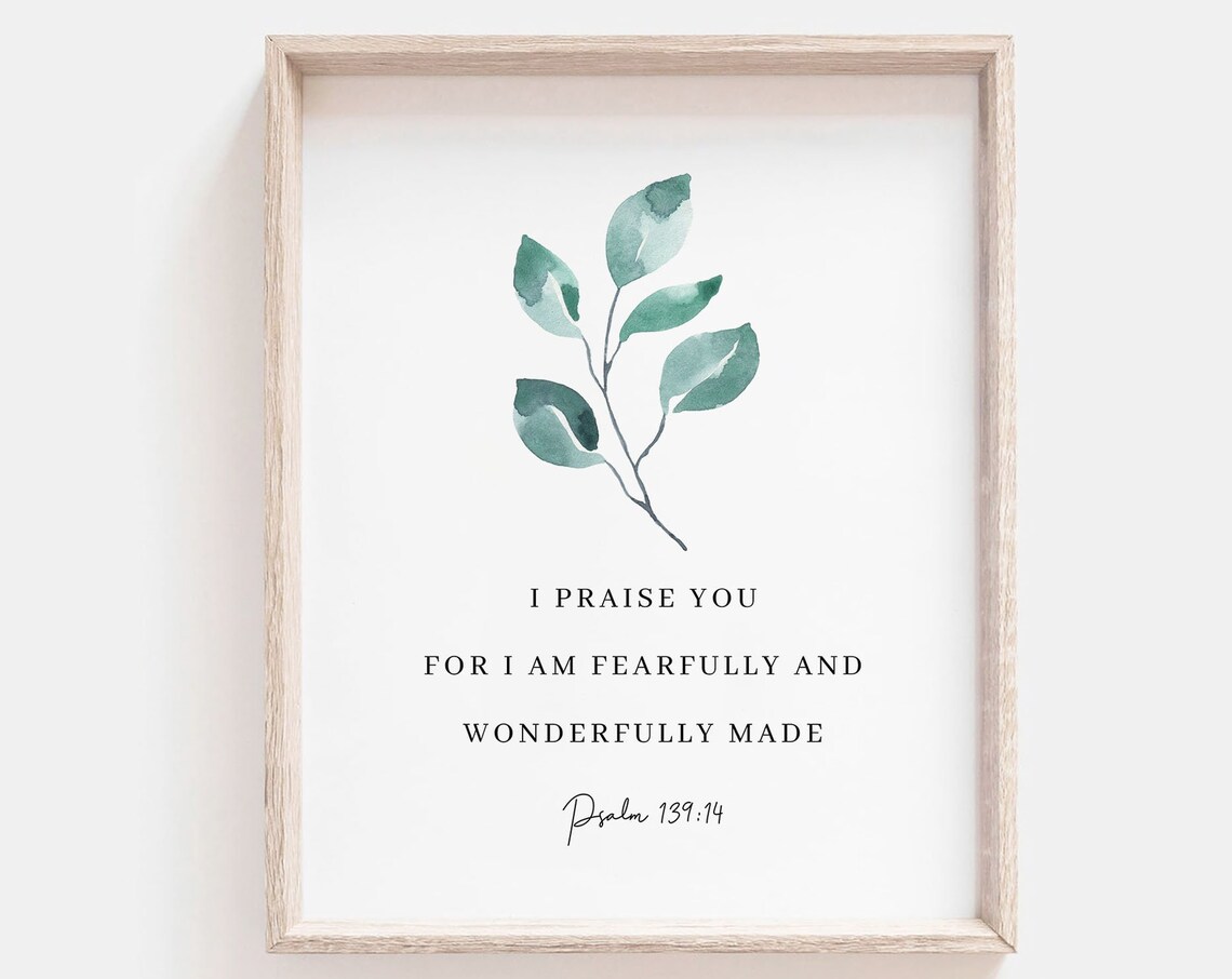 Psalm 139:14, Botanical Watercolor Scripture Art