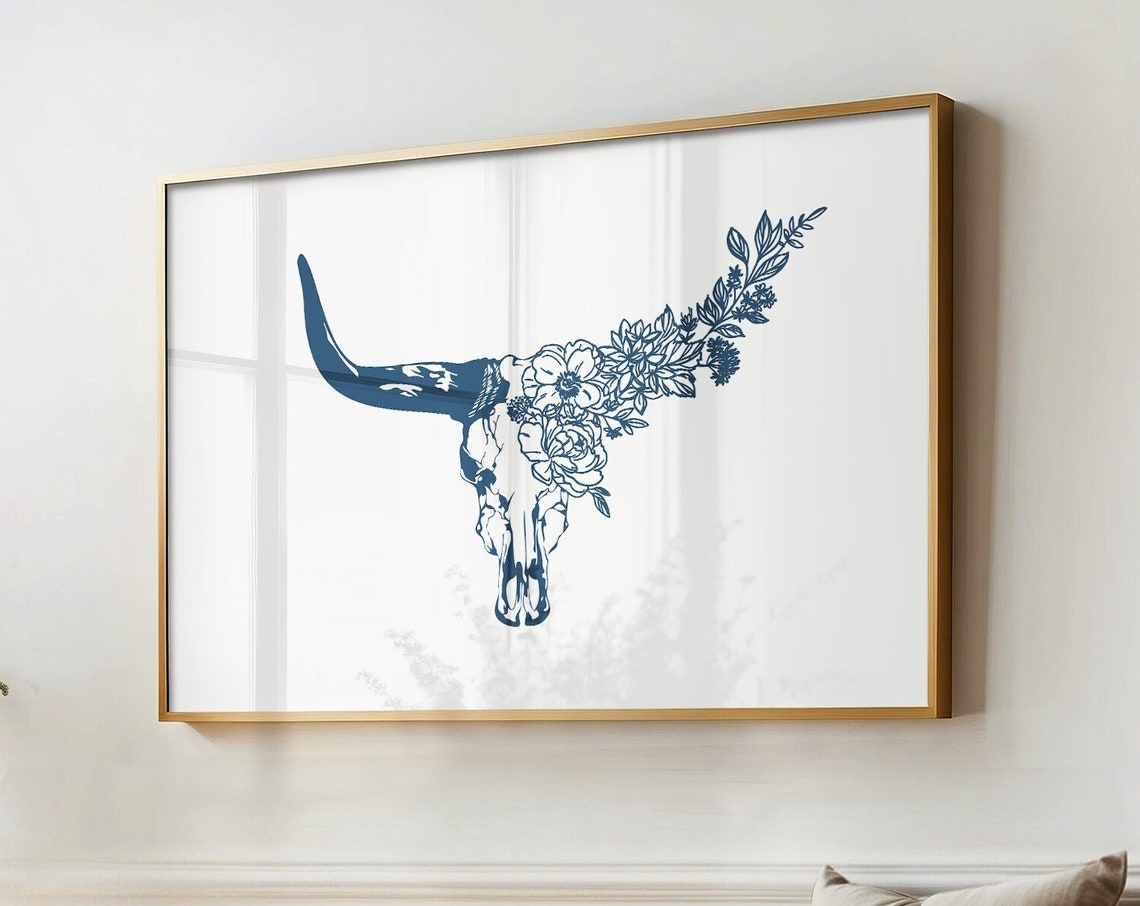 Steer Skull Western Style Art Print Boho Minimalist Prints Modern Art Cowboy Art File