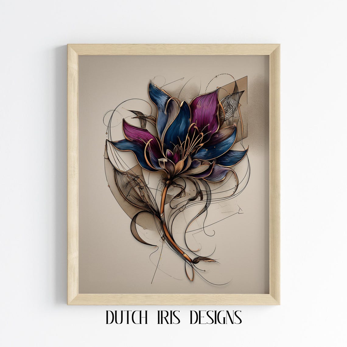 Surreal Cosmic Bloom Flower Art Deco Style Ethereal Floral Poster
