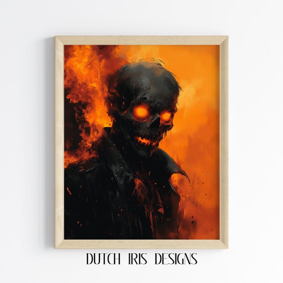 Zombie Portrait Art Dramatic Dark Illustration Yoshihiro Togashi Style Moody Wall Decor Halloween Print 437