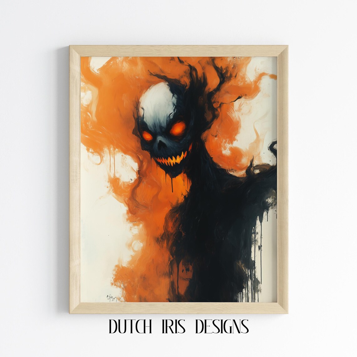Ghostly Spirit With Burning Orange Eyes Moody Dark Halloween Poster
