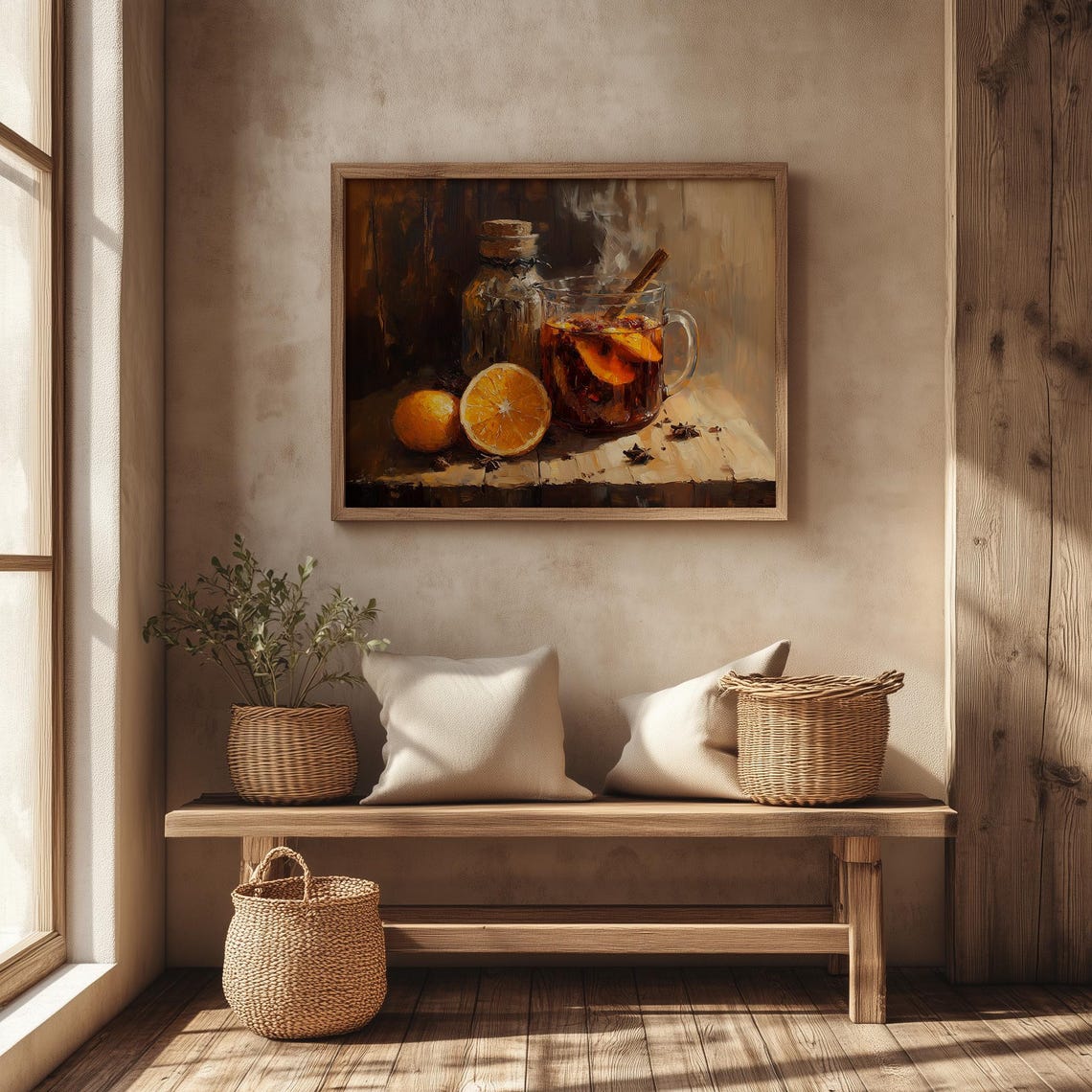 Cozy Mulled Wine Glass with Orange Slices Cinnamon Still Life Poster - Image 4