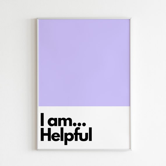 I Am Helpful, Kids Bedroom Nursery Art Print