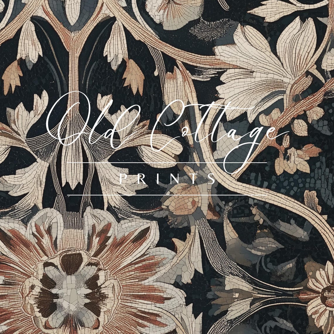 Dark Floral Tapestry Pattern Vintage Arts and Crafts Art Poster - Image 2