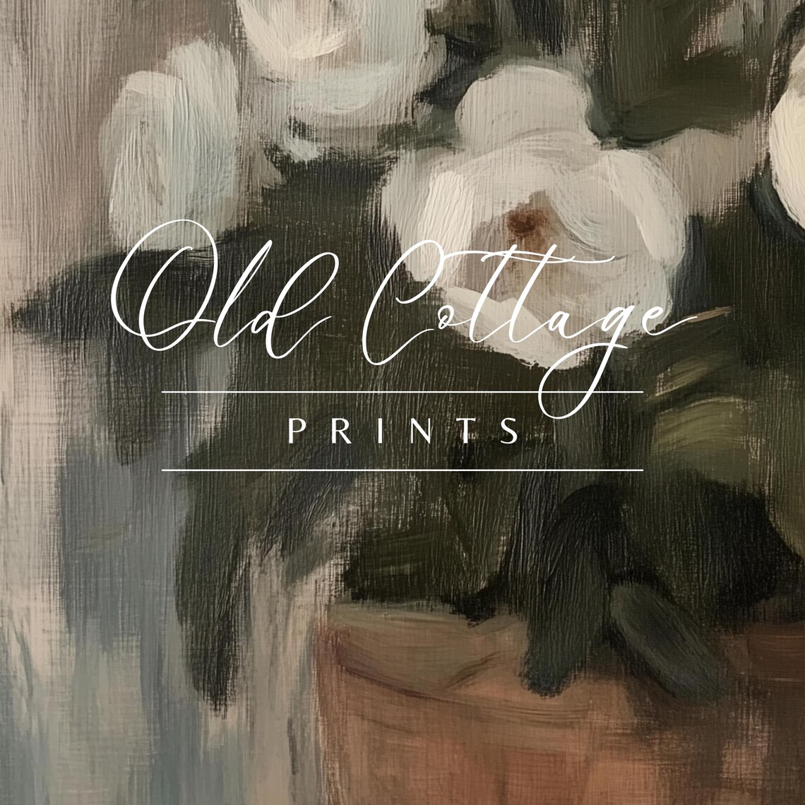 White Roses in Terracotta Pot Soft Vintage Floral Painting Print - Image 2