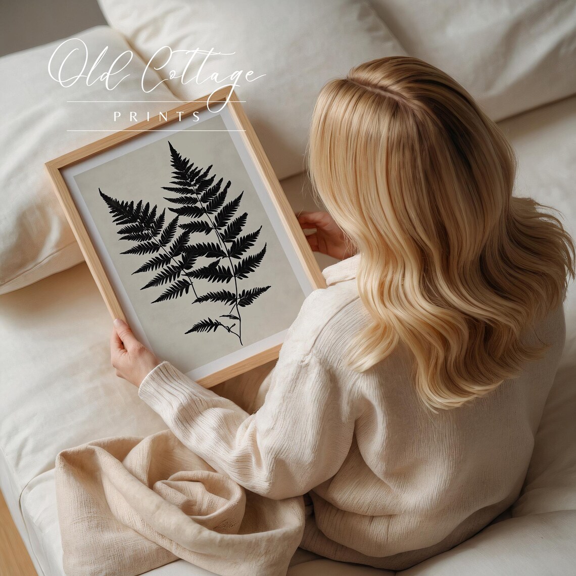 Black Fern Fronds Botanical Silhouette Minimalist Nature Print - Image 2