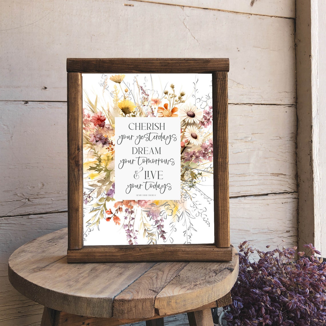 Cherish Your Yesterdays Henry David Thoreau Wildflower Quote Poster - Image 5