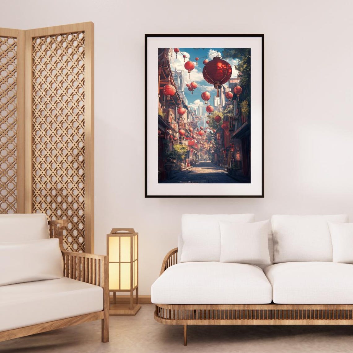 Anime Lantern Street in Old Chinatown Cityscape Nursery Poster - Image 3