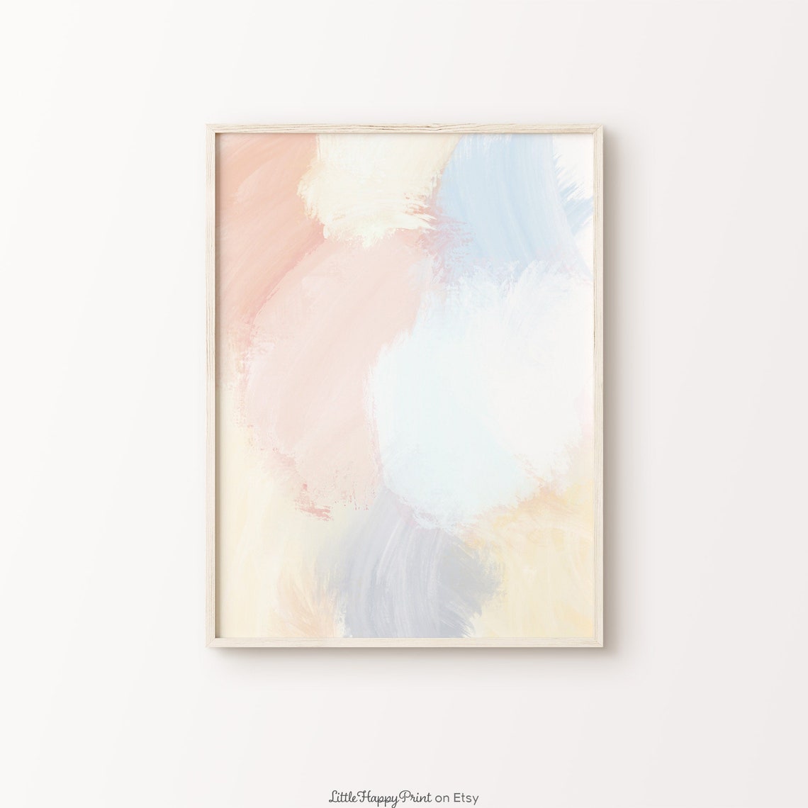 Abstract Pastel Brushstroke Blush Blue Modern Minimalist Wall Poster