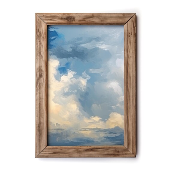 Ethereal Blue And Gold Cloudscape Oil Painting Sky Art Poster