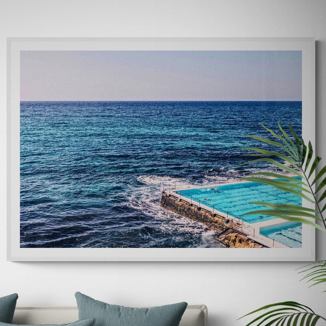 Bondi Ocean Rock Pool Fine Art Photography Poster Coastal Blue