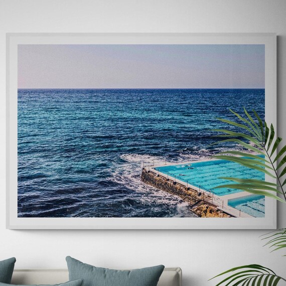 Bondi Ocean Rock Pool Fine Art Photography Poster Coastal Blue