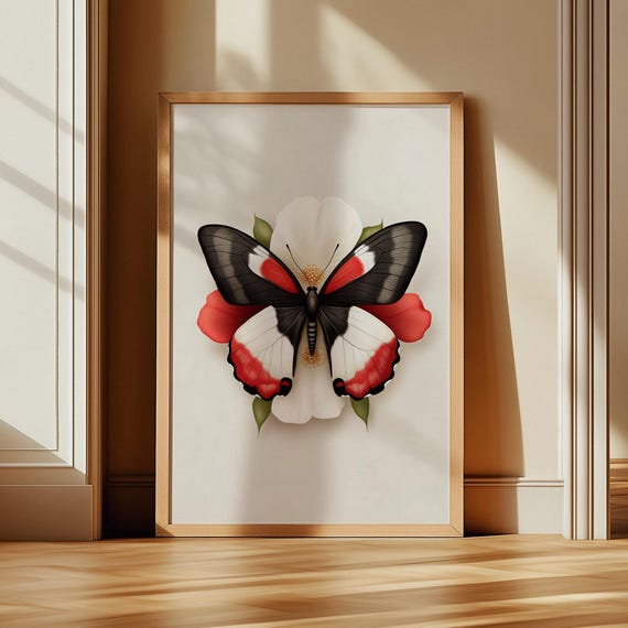 Butterfly Flower Wall Art Print Botanical Floral Illustration Colourful Elegant Lepidopterist Poster Beautiful Bedroom Decor 18