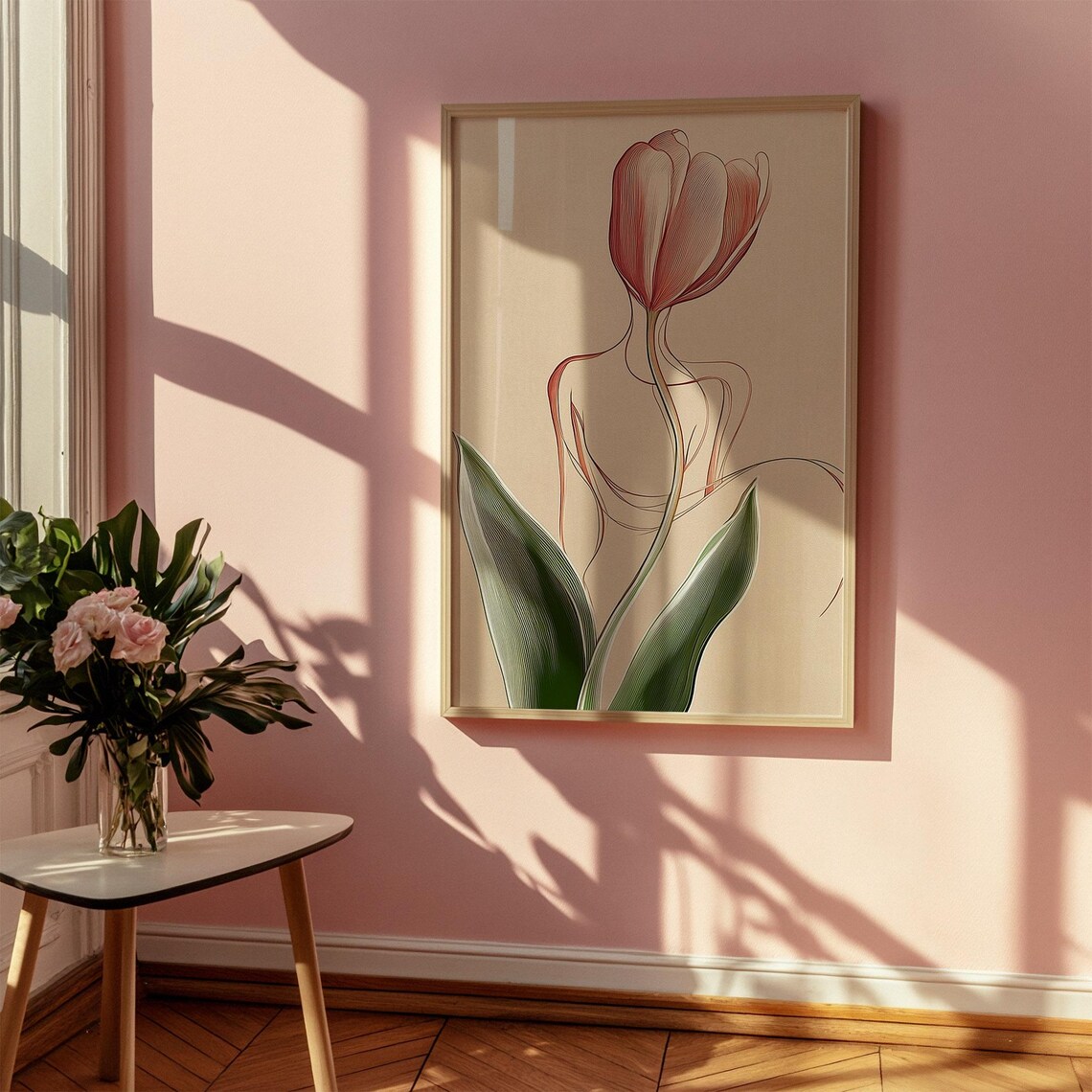 Tulip Woman Body Line Art Elegant Minimalist Floral Decor Poster - Image 3