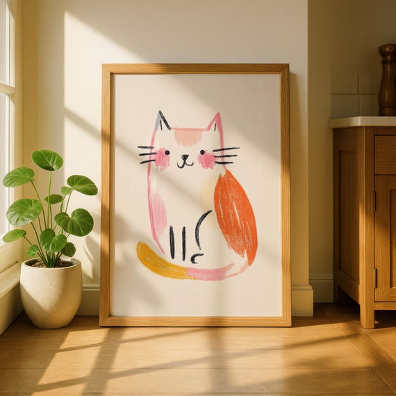 Cat Art Print, Gallery Wall Poster Artwork