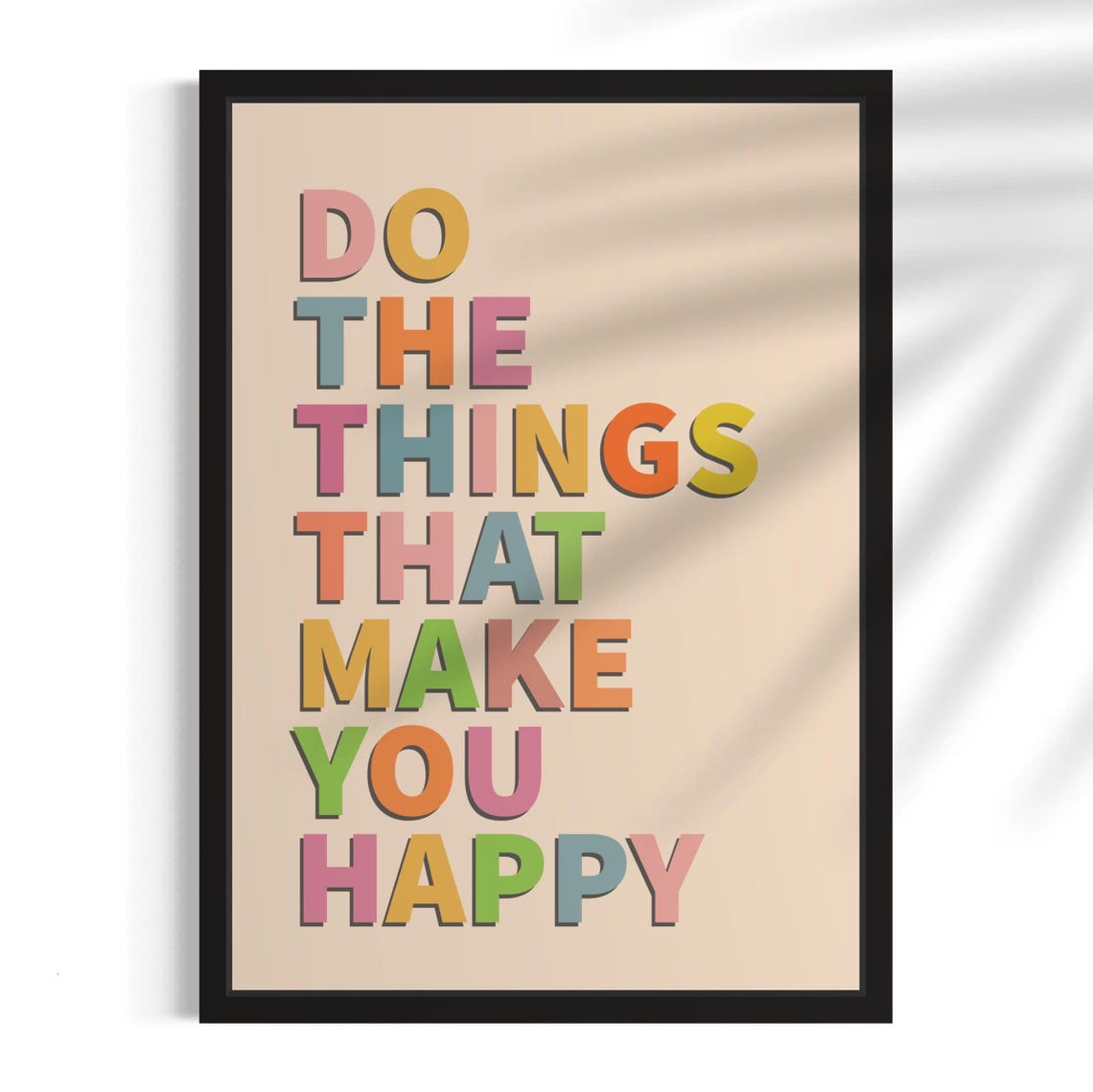 Happiness Quote Print, Colorful Positive Wall Art