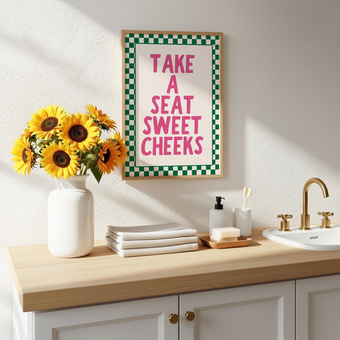 Take A Seat Sweet Cheeks Toilet Wall Art Print