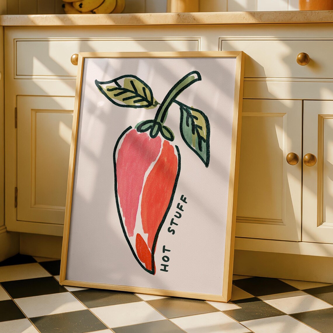 Hot Stuff Chilli Typography Art Print for Kitchen