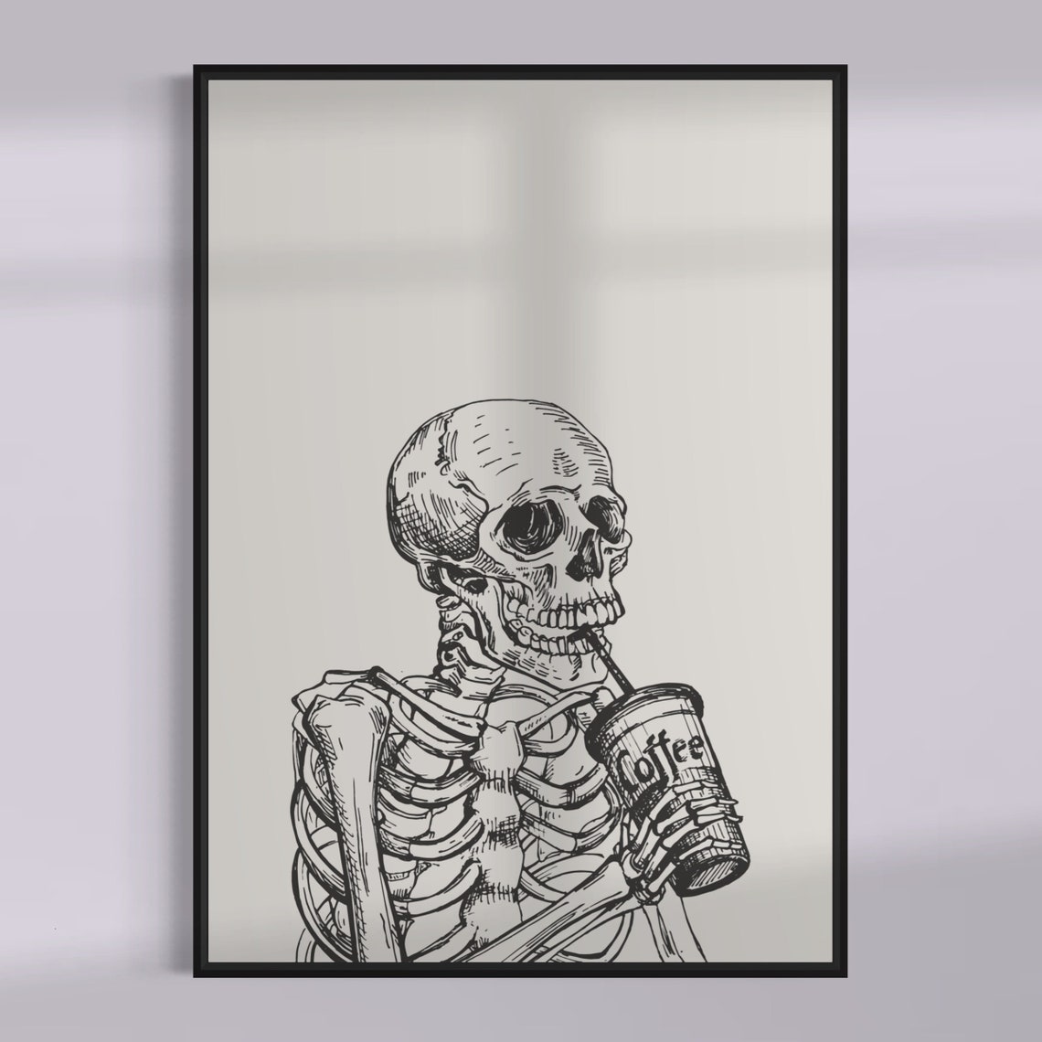 Skull Coffee Gothic Skeleton Art Print