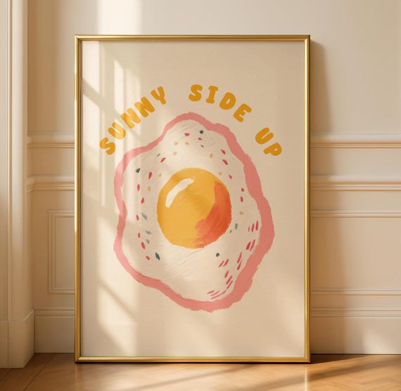 Sunny Egg Kitchen Art Print, Bright Dining Decor