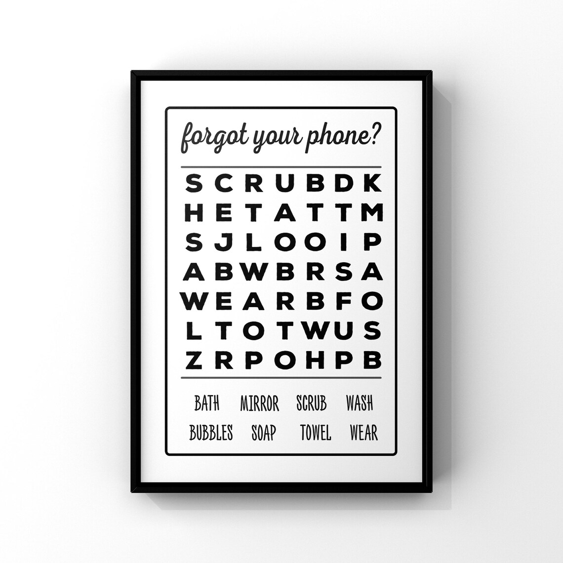 Bathroom Wordsearch Bathroom Wall Art Print