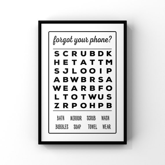 Bathroom Wordsearch Bathroom Wall Art Print