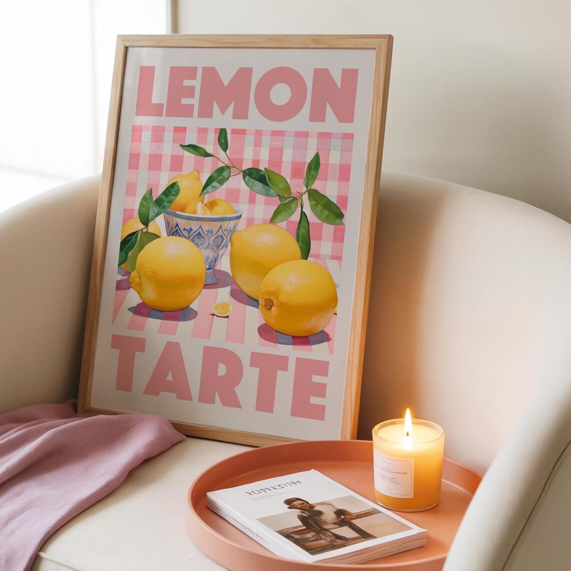 Lemon Tart Kitchen Art Print, Colorful Food Decor