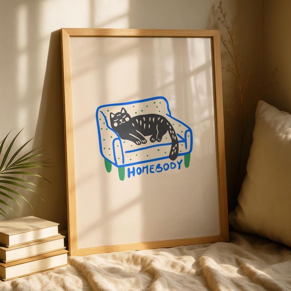 Black Cat Art Print Homebody Prints About Cats Lover