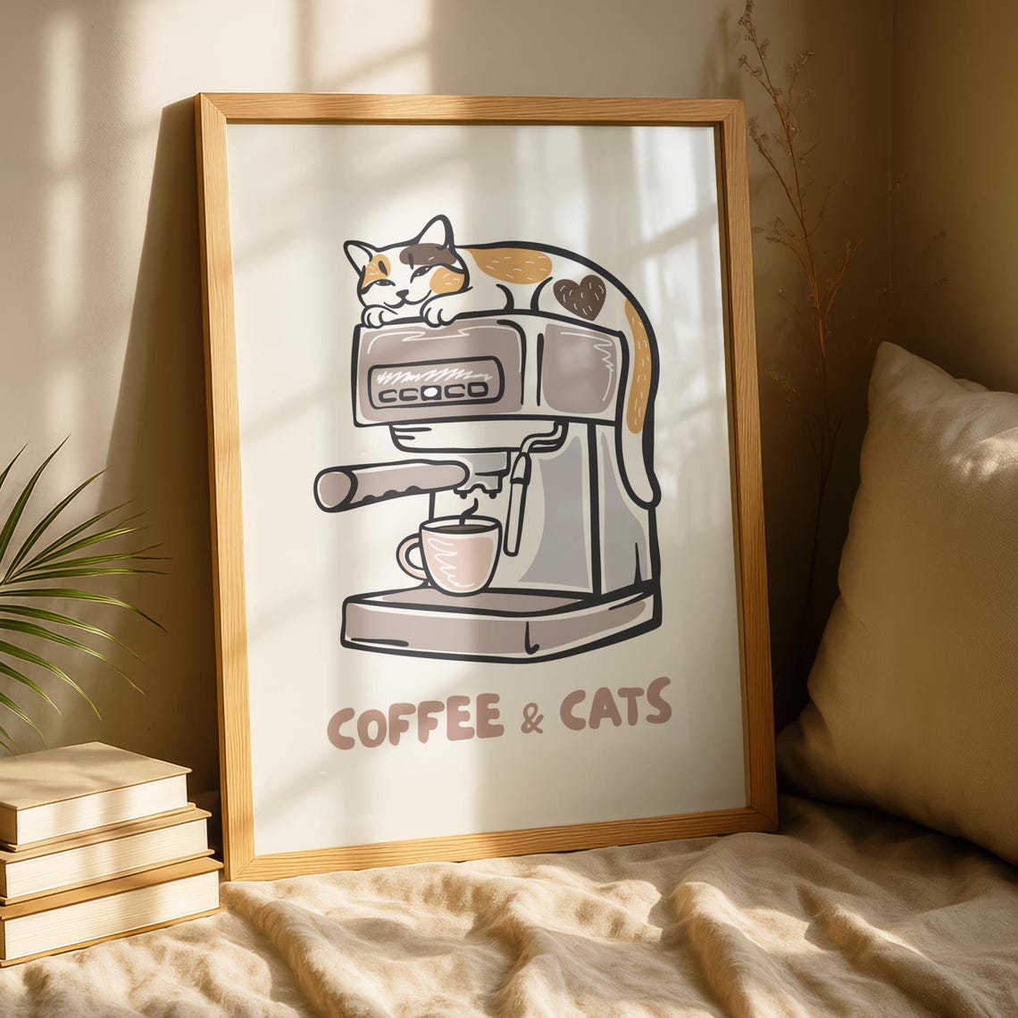Coffee And Cats Kitchen Print Cafe Breakfast Art Fun Decor