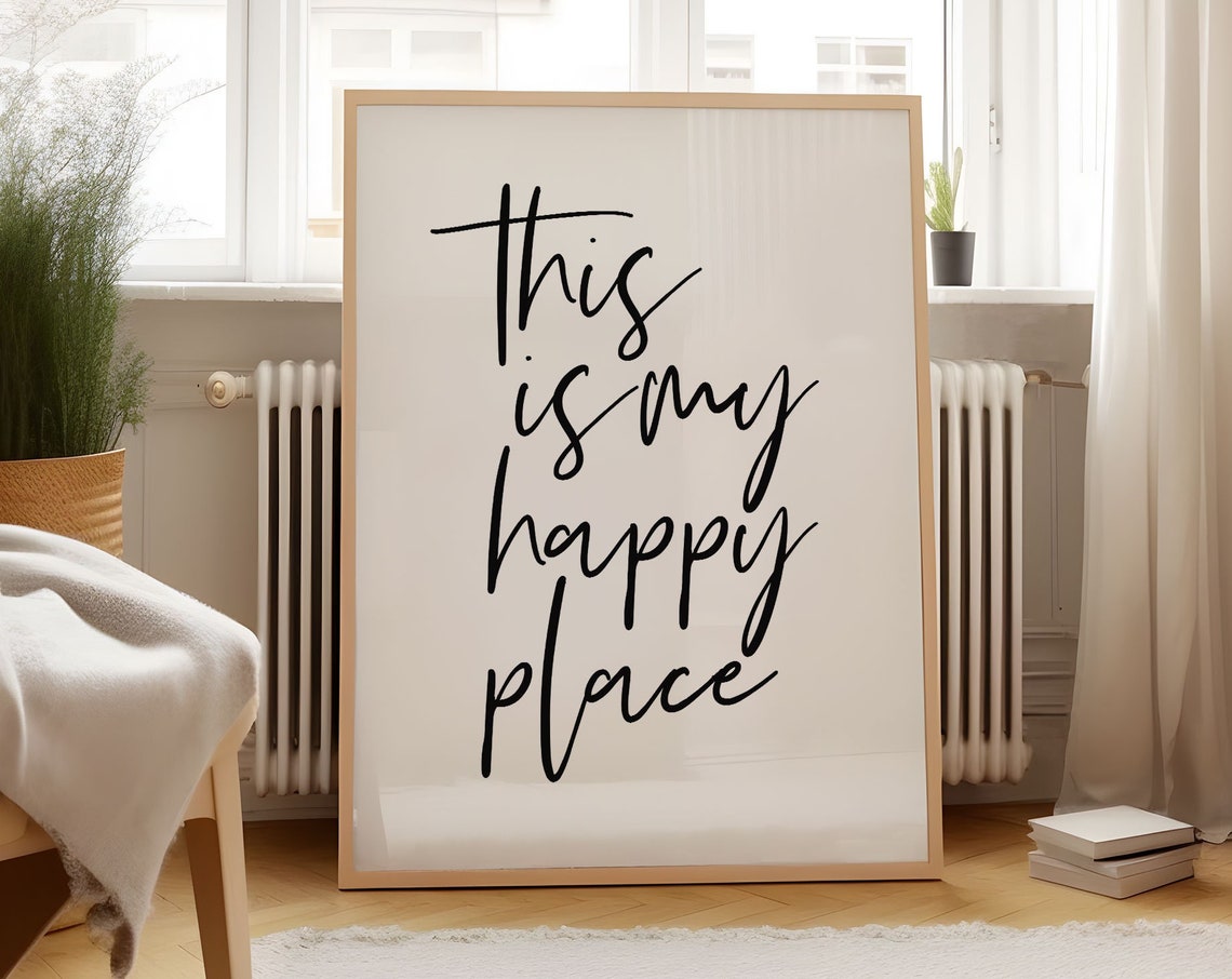 This Is My Happy Place Script Typography Home Quote Wall Poster - Image 3