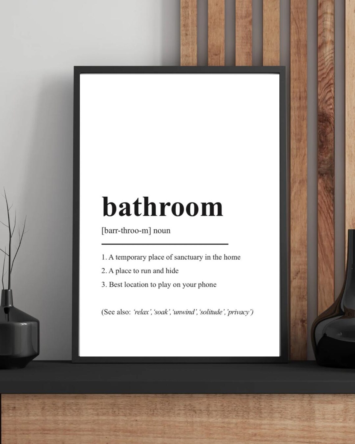 Bathroom Definition Noun, Wall Art Print