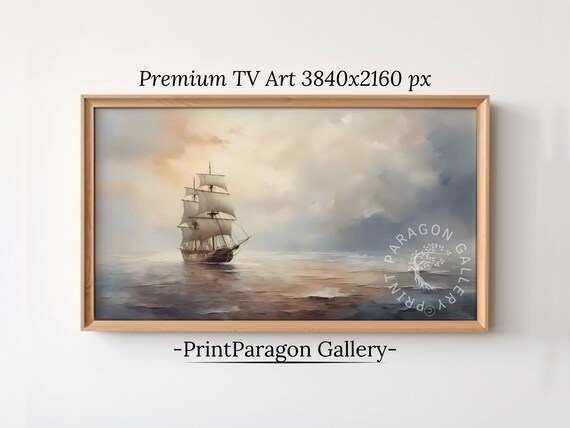 Tall Sailing Ship on Calm Seas Vintage Nautical Painting Poster