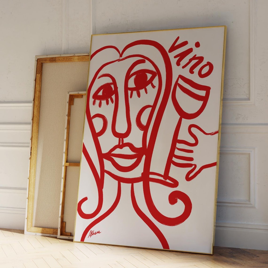 Red Vino Print Hand Drawn Posters Decor Mid Century Bar Cart Prints Abstract Wine Poster Cocktail Above Couch