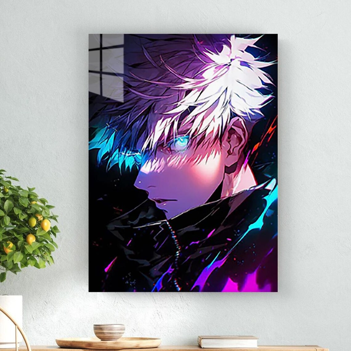Gojo Satoru Jujutsu Kaisen Neon Anime Sorcerer Metal Wall Art