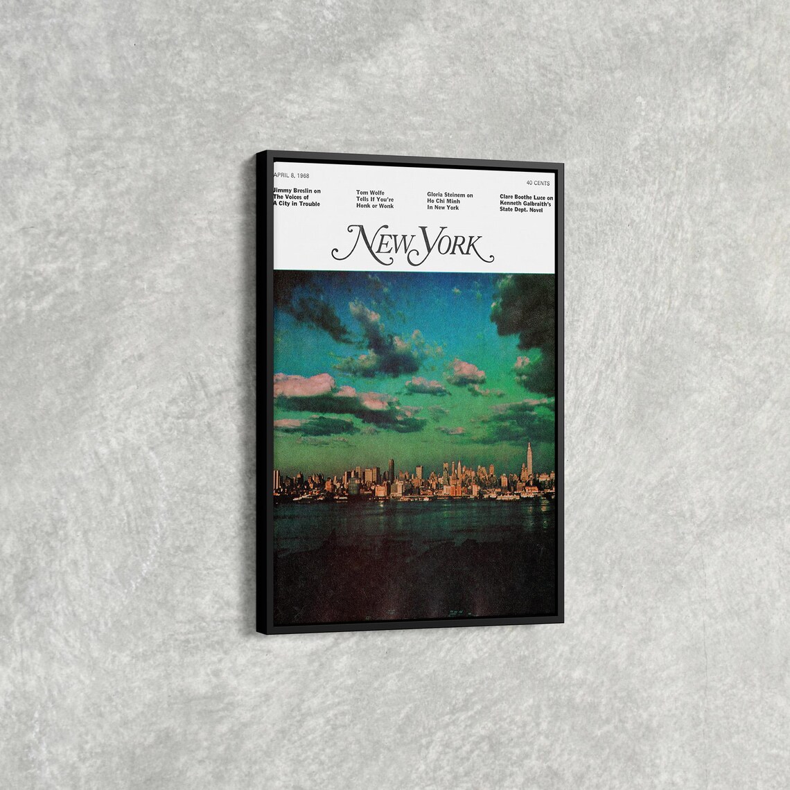 New York Magazine 1968 Cover Art Poster with Vintage Manhattan Skyline