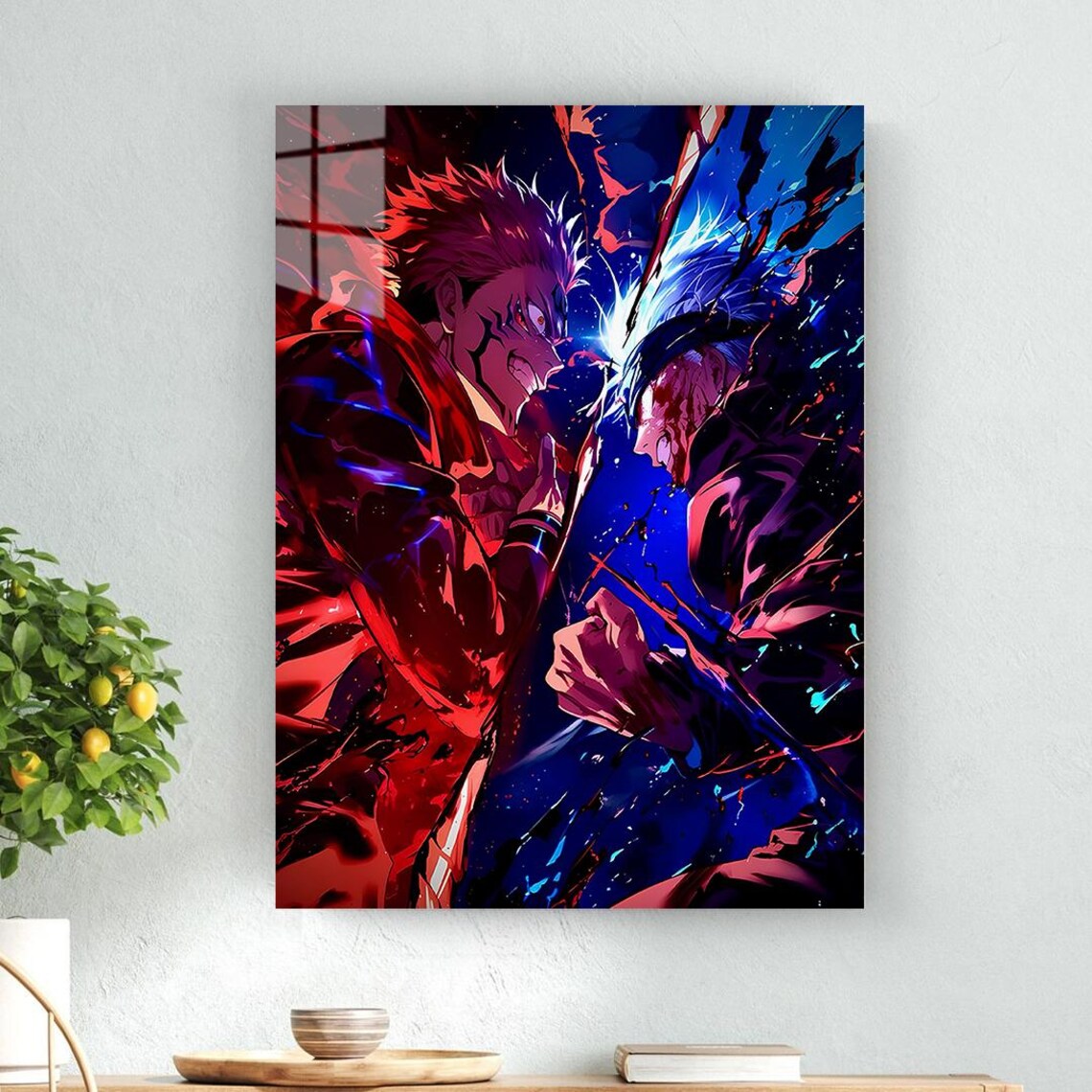 Gojo Vs Sukuna Jujutsu Kaisen Epic Anime Battle Metal Wall Art