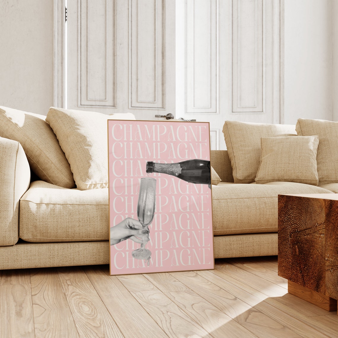 Pink Champagne Typography Quote Chic Girly Bar Cart Wall Art - Image 2