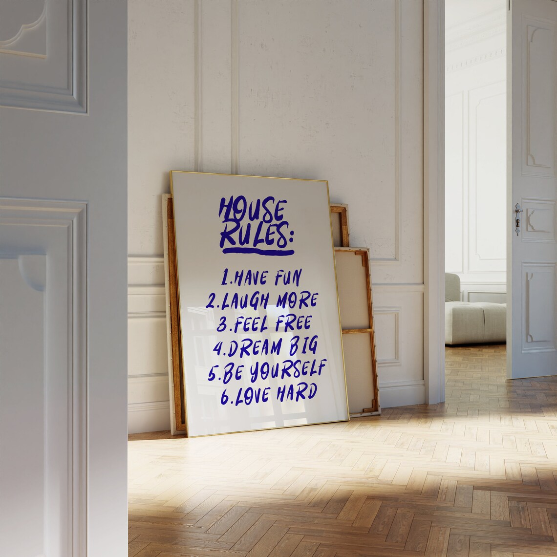 House Rules Blue Brush Lettering Funny Family Home Decor Poster - Image 4