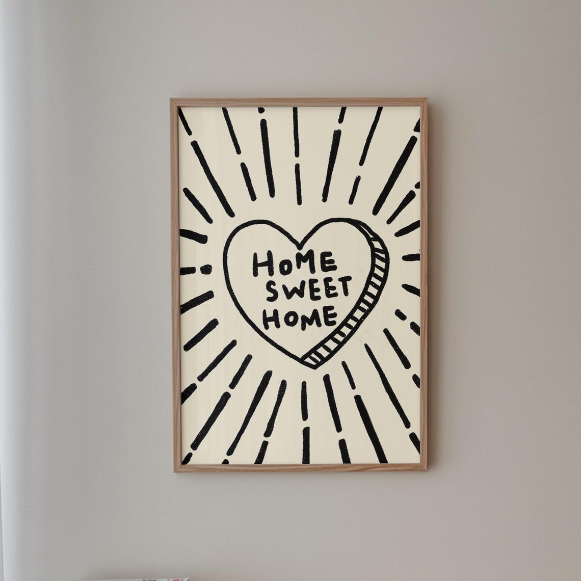 Home Sweet Home Heart Hand Drawn Typography Quote Warm Gift Poster