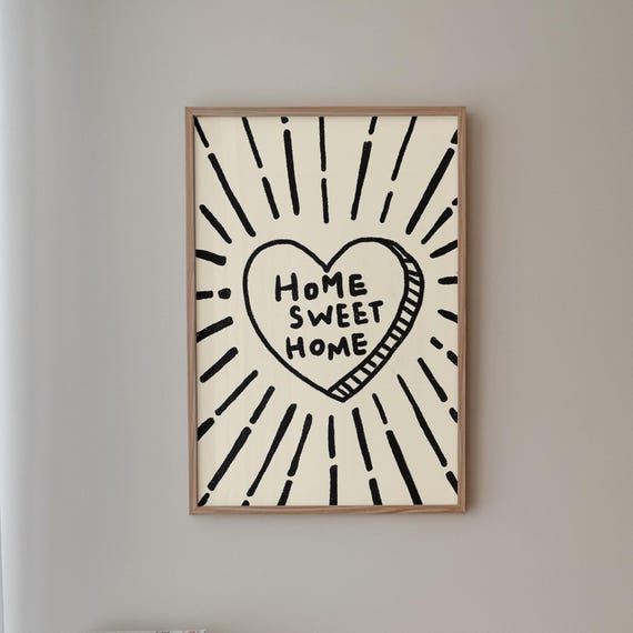 Home Sweet Print Minimalist Handdrawn Typography Poster
