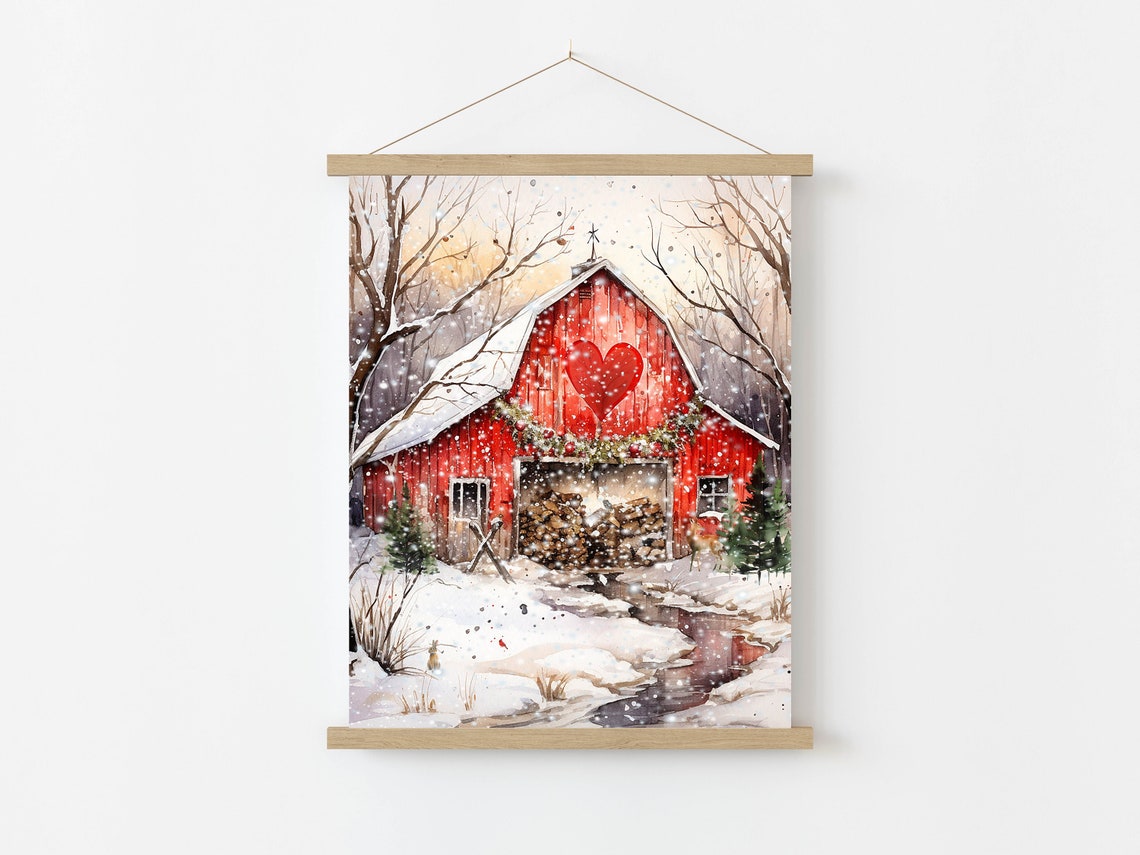 Valentine Woodland Barn Country Decor 5x7 8x10 85x11 11x14 16x20 Farmhouse Holiday Wall Art Diy Holiday Decor Valentine Sign - Image 8