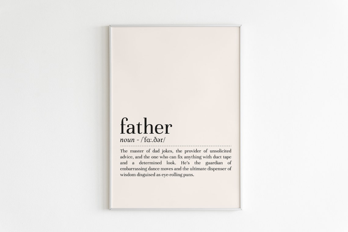 Father Definition Funny Dictionary Quote Dad Gift Minimalist Poster