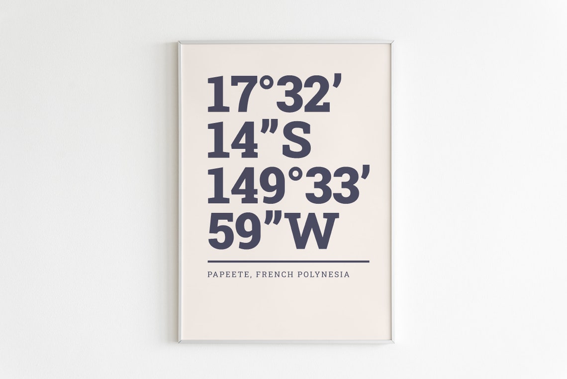 Papeete French Polynesia Coordinates Tropical City Art Poster