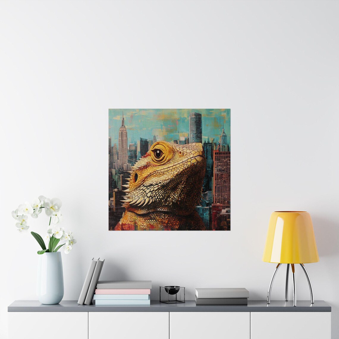 Watercolor Metropolitan Bearded Dragon, Urban Reptile Art Print - Image 2